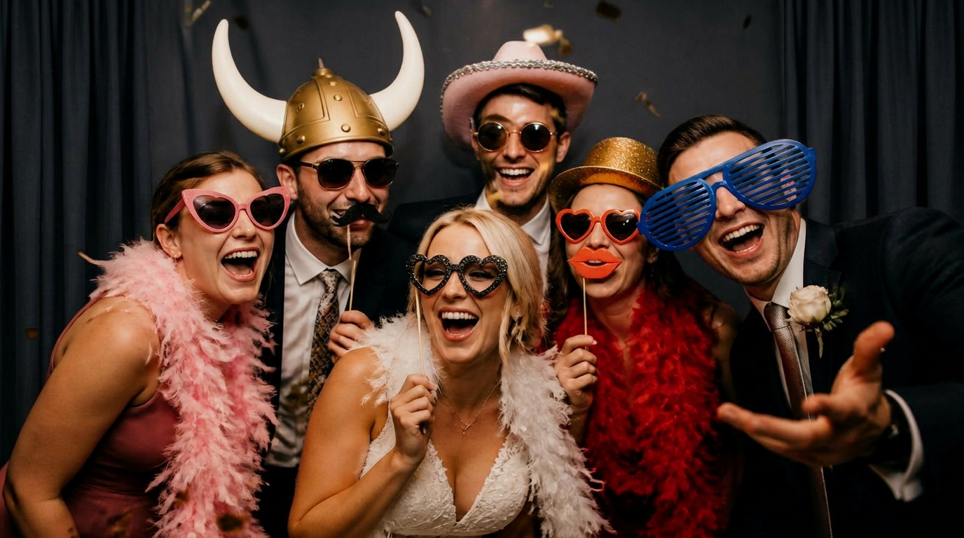 Photo Booth Spaß mit Requisiten bei einer Hochzeit — HEIDELBOX